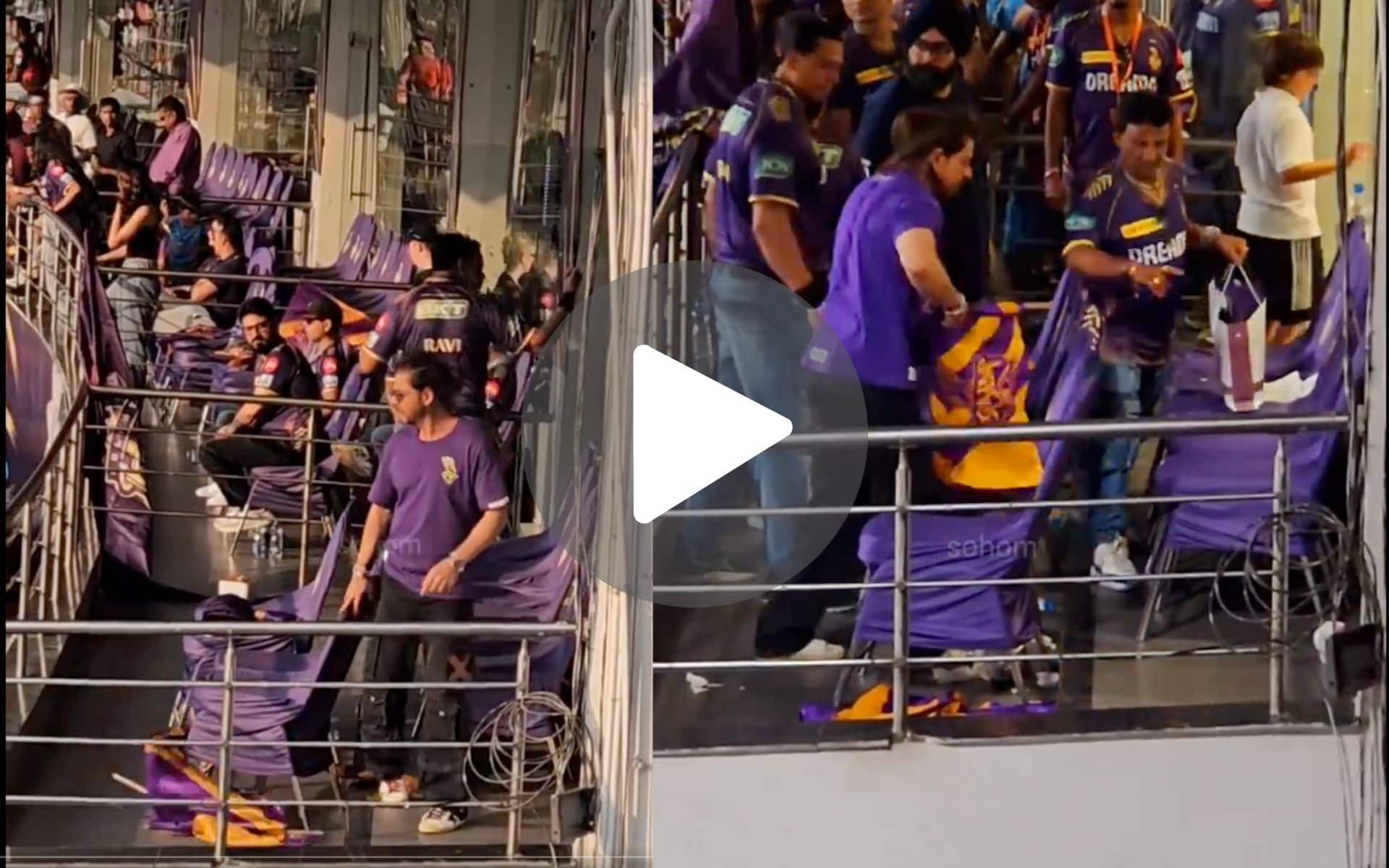 [Watch] Shahrukh Khan Gets Down And Dirty; Picks Up KKR Flags After LSG Clash